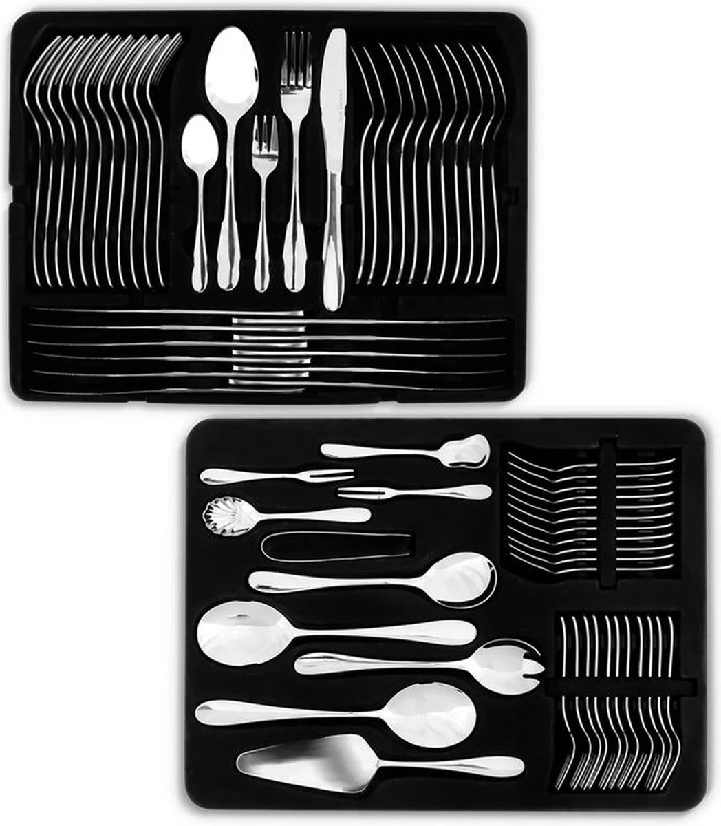 Bestekset 12 Persoons - 72-delig - Vaatwasserbestendig - Edelstaal - Roestvrijstaal 3 Bestekset 12 Persoons - 72-delig - Vaatwasserbestendig - Edelstaal - Roestvrijstaal - Afbeelding 3