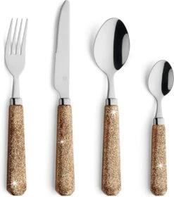 Amefa Mono Glitter Goud - 24 Delige Bestekset In Tube Verpakking - 6 Persoons