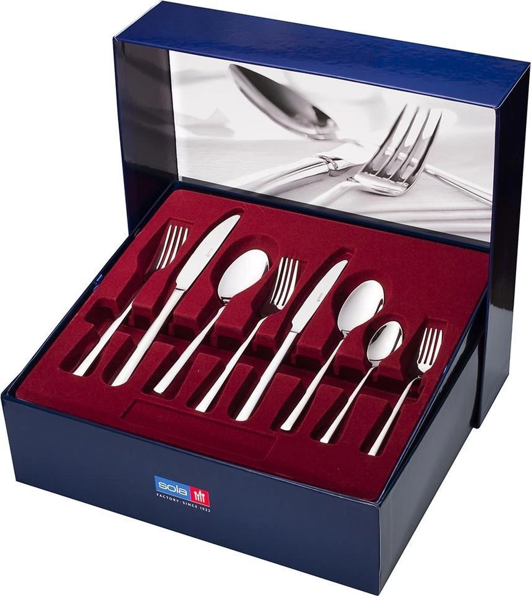 Sola Bestekset Luxor - Modern - 12 Persoons - 100 Delig - Zilverwit Edelstaal 18/10 - RVS - Zilver 3 Sola Bestekset Luxor - Modern - 12 Persoons - 100 Delig - Zilverwit Edelstaal 18/10 - RVS - Zilver - Afbeelding 3