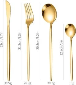 Merkloos Bestekset - 24 Delig Bestekset - 6 Personen - Rood/Goud - Tafellepels/Tafelmessen/Tafelvorken/Koffielepels - Roestvrij Staal -AMEFA Winkel 1072x1200