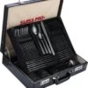 Swiss Pro+ Bestekset In Koffer-72 Delig-12 Persoons-Zwitsers Kwaliteit-Complete Set-100% Roestvrijstaal- Zwart