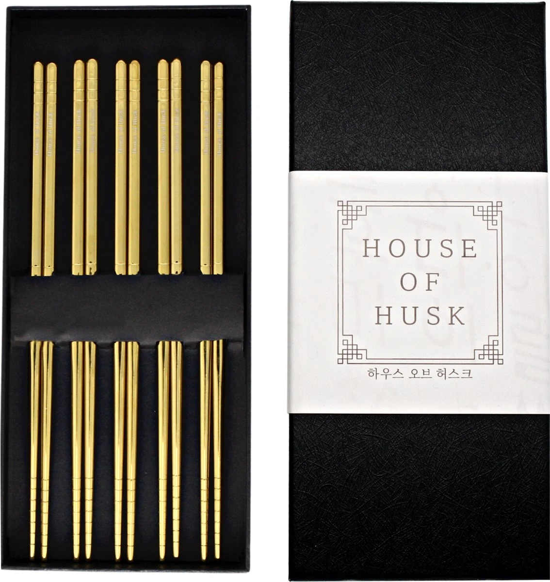 House Of Husk Chopsticks Set - Koreaanse Eetstokjes - Vaatwasserbestendig - RVS - 5 Paar - Goud 1 House Of Husk Chopsticks Set - Koreaanse Eetstokjes - Vaatwasserbestendig - RVS - 5 Paar - Goud