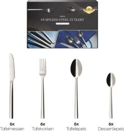 Nevana Bestekset - 24 Delig - 18/10 Edelstaal - Bestek - Lepels, Messen, Vorken -AMEFA Winkel 1137x1200