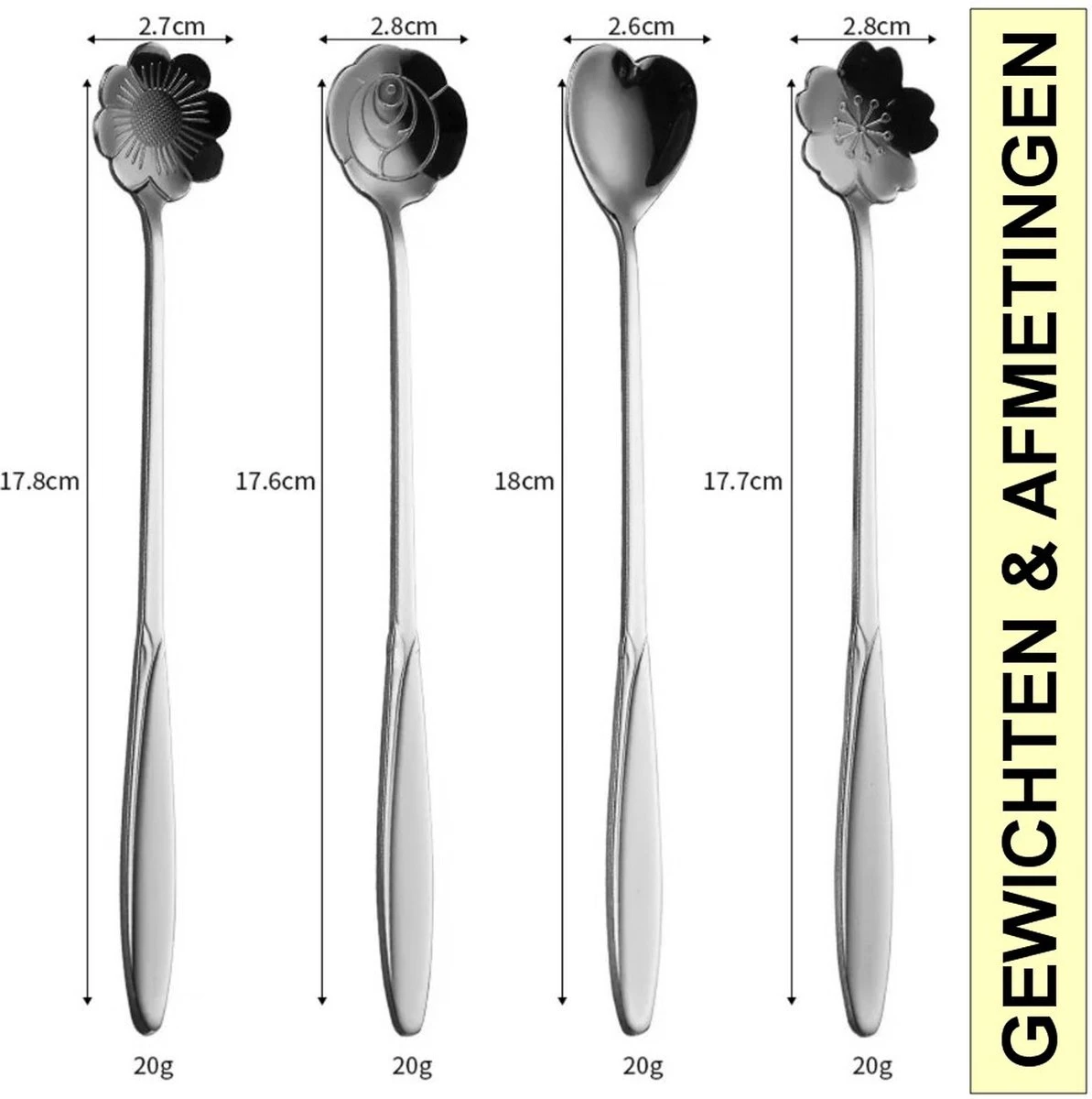 Fako Bijoux® - 8 Lange Lepels Bloem Motief - Latte Macchiato - Longdrink - Cocktail - Dessert - IJs - Koffie - Goud - 8 Stuks - Bewaarzakje 2 Fako Bijoux® - 8 Lange Lepels Bloem Motief - Latte Macchiato - Longdrink - Cocktail - Dessert - IJs - Koffie - Goud - 8 Stuks - Bewaarzakje - Afbeelding 2