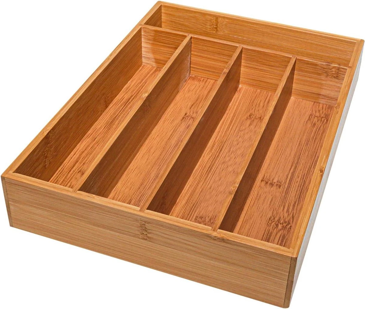 Merkloos Bamboehouten Bestekbak - 5 Compartimenten - 25 X 35 X 6 Cm. - Organizer - 5 Vaks 1 Merkloos Bamboehouten Bestekbak - 5 Compartimenten - 25 X 35 X 6 Cm. - Organizer - 5 Vaks