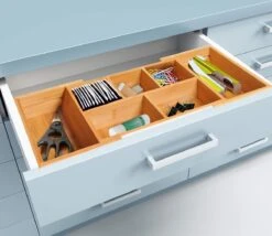 Verstelbare Lade Organizer - Voor Bestek/Keuken/Bureau/Make-Up/Accessoires – Uitschuifbare Lade Inzet Verdeler - Opbergbak Doos - Verstelbaar In 5 Of 7 Compartimenten - Duurzaam Bamboe Hout
