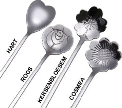 Fako Bijoux® - 4 Lange Lepels Bloem Motief - Latte Macchiato - Longdrink - Cocktail - Dessert - IJs - Koffie - Goud - 4 Stuks - Bewaarzakje -AMEFA Winkel 1200x1063