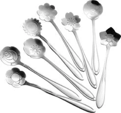 Fako Bijoux® - Bloemen Lepels Set - Theelepel / Koffielepel - 12cm - Zilver - 8 Stuks -AMEFA Winkel 1200x1115