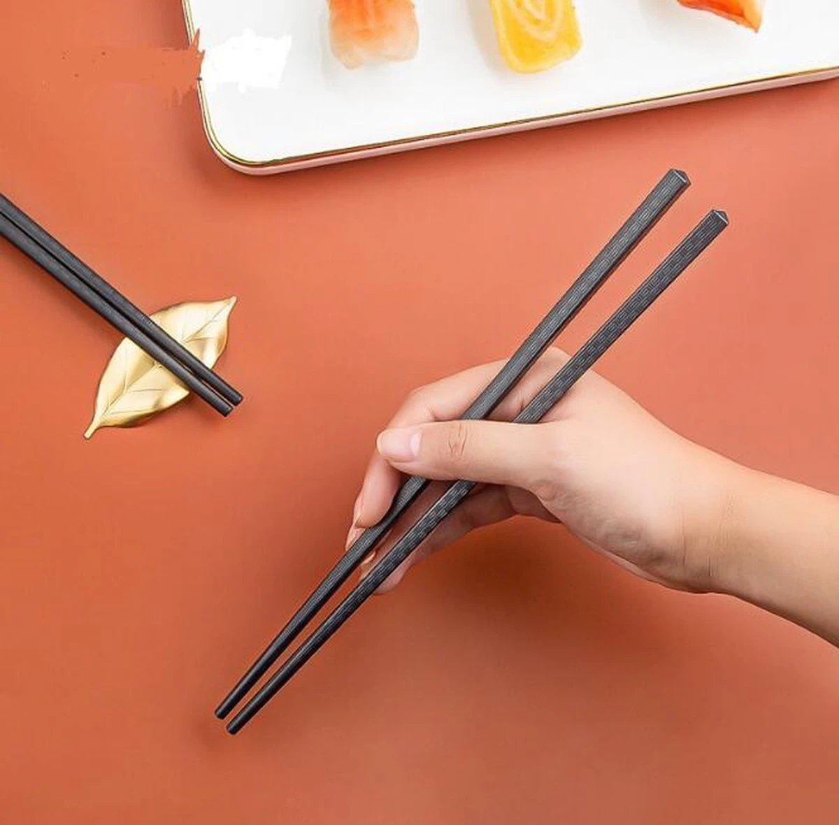 4 Setjes Luxe Zwarte Sushi Eetstokjes 5 4 Setjes Luxe Zwarte Sushi Eetstokjes - Afbeelding 5