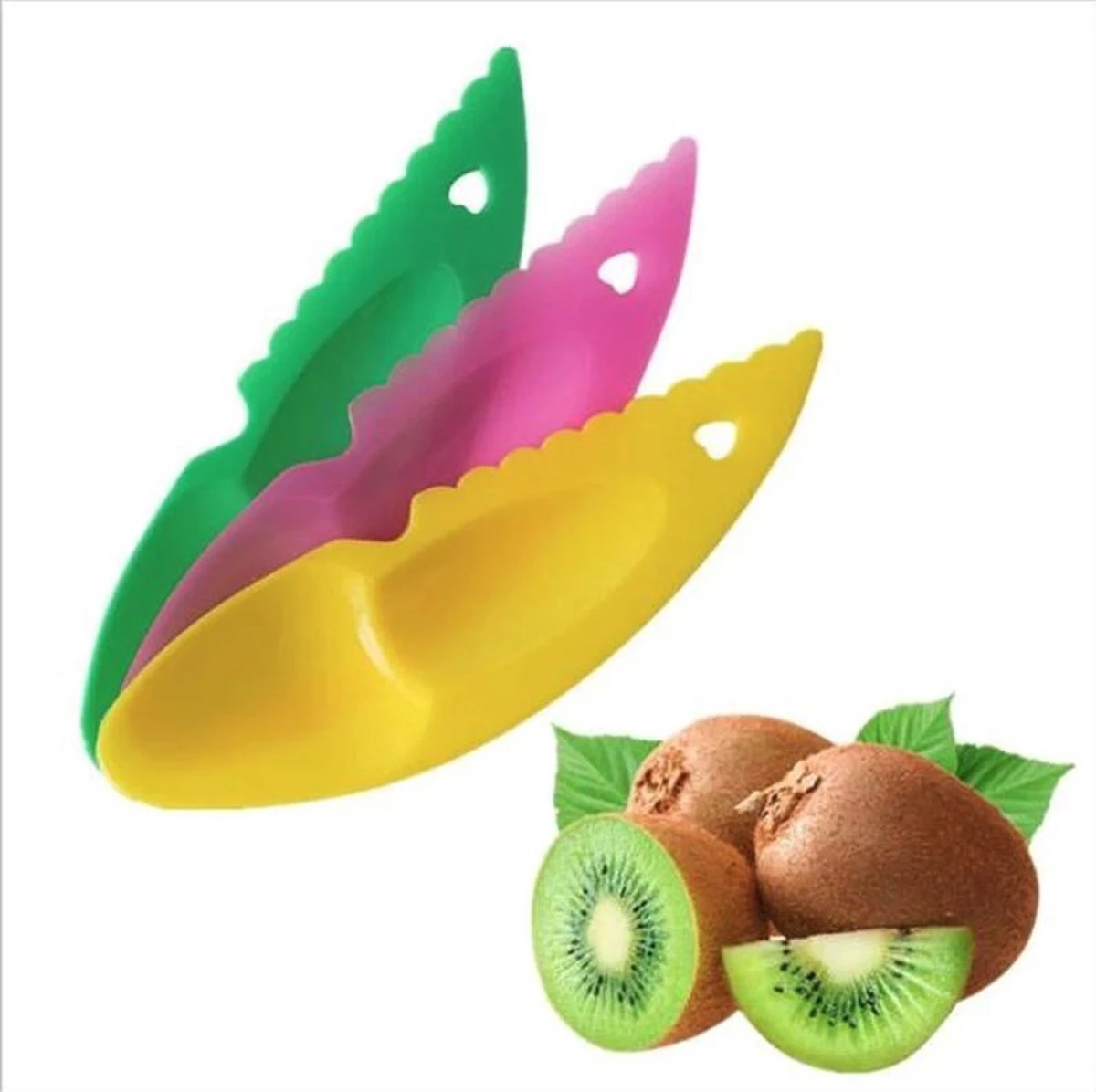 Kiwi Mes Lepel - Set Van 3 - Kiwi Peller - Prikker - Kiwi Tool - Kleuren Mix 1 Kiwi Mes Lepel - Set Van 3 - Kiwi Peller - Prikker - Kiwi Tool - Kleuren Mix