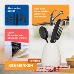 Strex Bestekset 6 Persoons - Zwart - 36-delig - Roestvrij Staal - Lepels, Messen, Vorken En Steakmessen - Hoogwaardige Kwaliteit 11 Strex Bestekset 6 Persoons - Zwart - 36-delig - Roestvrij Staal - Lepels, Messen, Vorken En Steakmessen - Hoogwaardige Kwaliteit -AMEFA Winkel 1200x1200 10