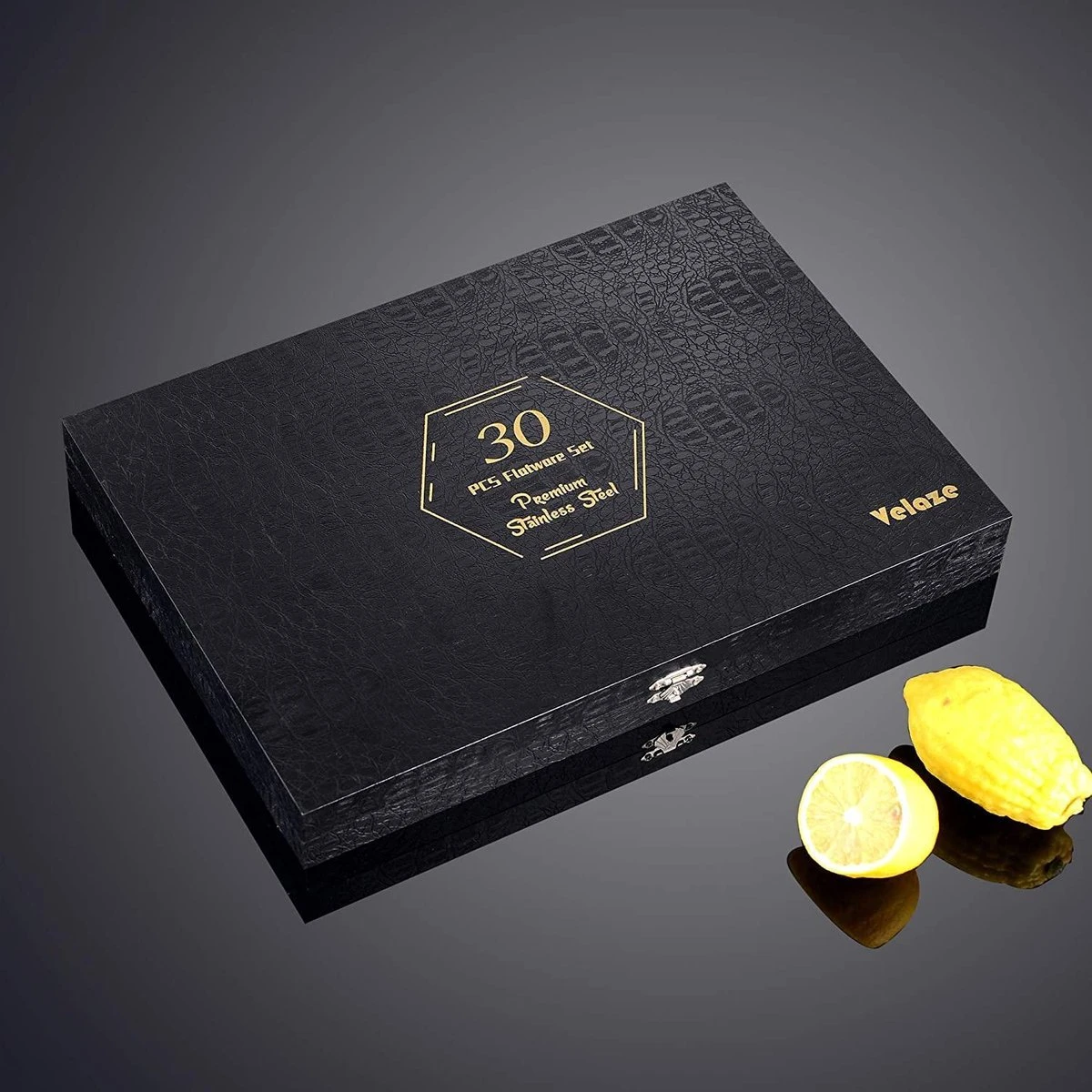 Cadeau 30-delige Gouden Zilverwerk Set Bestekset, Velaze 18/10 Roestvrijstalen Gebruiksvoorwerpen Service Voor 6 Personen Inclusief Dinerlepel, Diner Vork, Diner Mes, Dessertvork En Theelepel, Spiegel Gepolijst Ontwerp 3 Cadeau 30-delige Gouden Zilverwerk Set Bestekset, Velaze 18/10 Roestvrijstalen Gebruiksvoorwerpen Service Voor 6 Personen Inclusief Dinerlepel, Diner Vork, Diner Mes, Dessertvork En Theelepel, Spiegel Gepolijst Ontwerp - Afbeelding 3