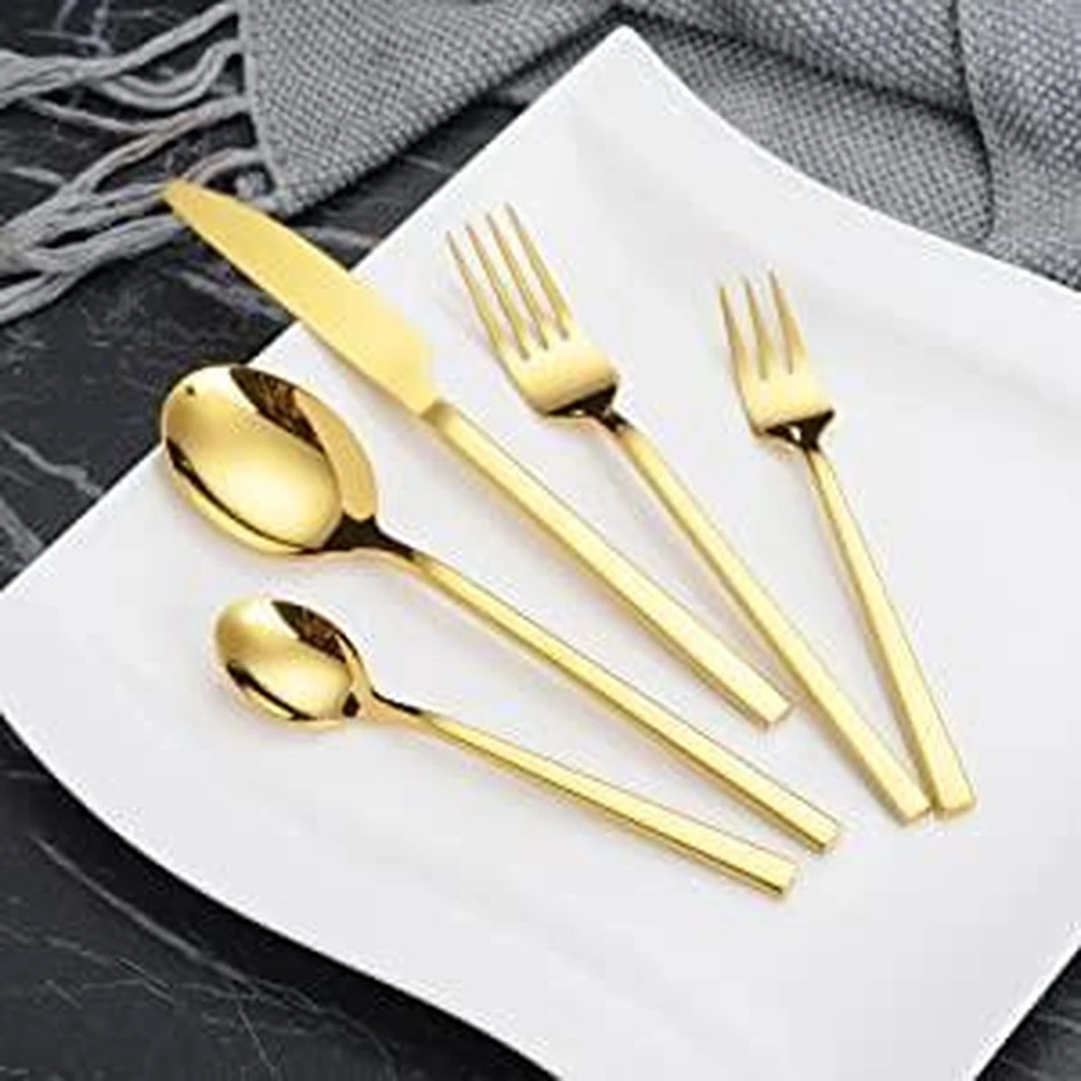 Cadeau 30-delige Gouden Zilverwerk Set Bestekset, Velaze 18/10 Roestvrijstalen Gebruiksvoorwerpen Service Voor 6 Personen Inclusief Dinerlepel, Diner Vork, Diner Mes, Dessertvork En Theelepel, Spiegel Gepolijst Ontwerp 14 Cadeau 30-delige Gouden Zilverwerk Set Bestekset, Velaze 18/10 Roestvrijstalen Gebruiksvoorwerpen Service Voor 6 Personen Inclusief Dinerlepel, Diner Vork, Diner Mes, Dessertvork En Theelepel, Spiegel Gepolijst Ontwerp - Afbeelding 14