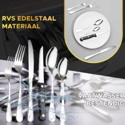 Toivo Kitchen Bestekset 4 Persoons - 24 Delig - Lepels Messen Vorken & Steakmessen - Vaatwasserbestendig - Zilver / RVS - Serviessets -AMEFA Winkel 1200x1200 121