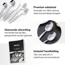 Deleca 6 Persoons Bestekset Deluxe (30-delig) - Vorken, Lepels En Messen - Vaatwasserbestendig - Gehamerd - Zilver / RVS -AMEFA Winkel 1200x1200 195