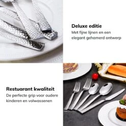 Deleca 6 Persoons Bestekset Deluxe (30-delig) - Vorken, Lepels En Messen - Vaatwasserbestendig - Gehamerd - Zilver / RVS -AMEFA Winkel 1200x1200 196