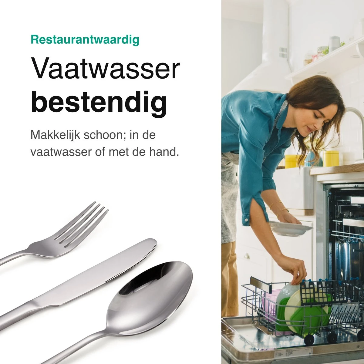 Vivid Green Bestekset (36-delig) - Bestek Set 6 Persoons - Lepels, Messen, Vorken En Steakmessen - Vaatwasserbestendig - RVS 3 Vivid Green Bestekset (36-delig) - Bestek Set 6 Persoons - Lepels, Messen, Vorken En Steakmessen - Vaatwasserbestendig - RVS - Afbeelding 3