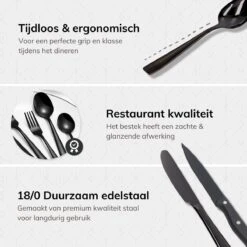 Deleca 6 Persoons Bestekset (36-delig) - Lepels, Messen, Vorken & Steakmessen - Vaatwasserbestendig - Zwart / RVS 15 Deleca 6 Persoons Bestekset (36-delig) - Lepels, Messen, Vorken & Steakmessen - Vaatwasserbestendig - Zwart / RVS -AMEFA Winkel 1200x1200 214