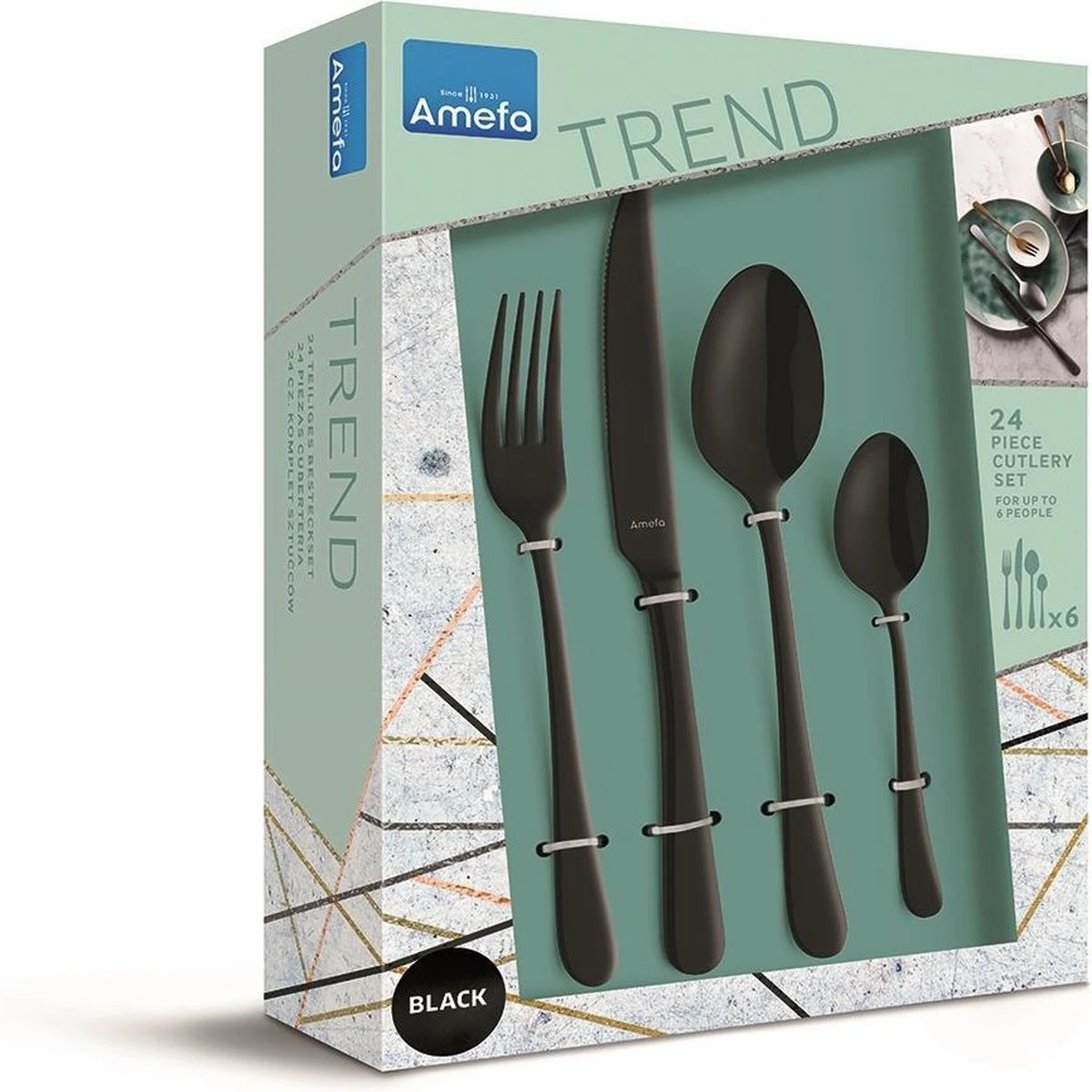 Amefa Vintage Bestekset - 24-delig - 6 Persoons - Zwart 2 Amefa Vintage Bestekset - 24-delig - 6 Persoons - Zwart - Afbeelding 2