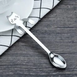 Merkloos 4 Theelepels Hangende Kat - Katten Koffielepel - RVS - Zilverkleurig -AMEFA Winkel 1200x1200 330