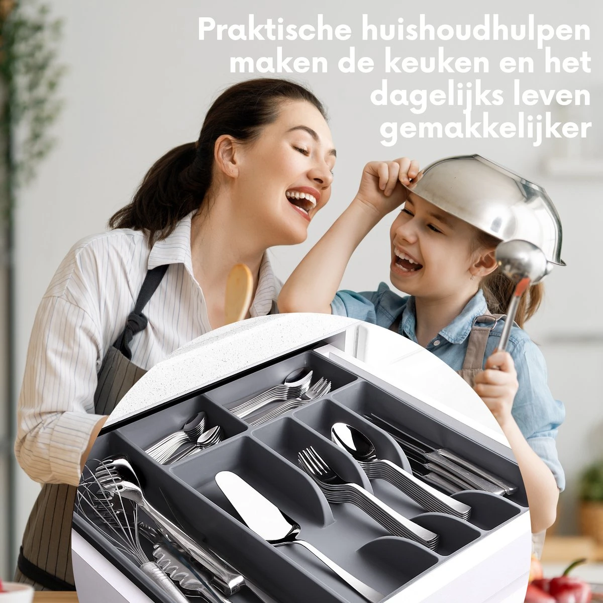 Emhouse XL Bestekcassette Bestekbak Kunststof Besteklade Bestekbak 43,5x42,5x4 Cm Wit 2 Emhouse XL Bestekcassette Bestekbak Kunststof Besteklade Bestekbak 43,5x42,5x4 Cm Wit - Afbeelding 2