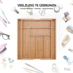 Gadgy Uitschuifbare Bestekbak - Uitschuifbare Bestekcassette Hout - Besteklade - Ladeverdeler - 6/8 Vakken - Bamboe -AMEFA Winkel 1200x1200 375
