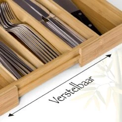 AWEMOZ Bestekbak – Bamboe Besteklade Uitschuifbaar – 5/7 Vakken - Bestekcassette - Bestekhouder Hout - Lade Organizer - Bestek Opbergen - 45 Cm Lang X 30-43 Cm Breed X 4 Cm Hoog -AMEFA Winkel 1200x1200 385