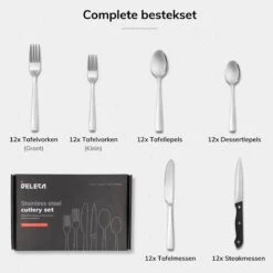 Deleca 12 Persoons Bestekset (72-delig) - Lepels, Messen, Vorken & Steakmessen - Vaatwasserbestendig - Zilver / RVS 19 Deleca 12 Persoons Bestekset (72-delig) - Lepels, Messen, Vorken & Steakmessen - Vaatwasserbestendig - Zilver / RVS -AMEFA Winkel 1200x1200 79