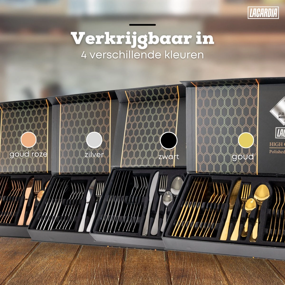 LaCardia Bestekset Glans Zwart – 24-delig Bestek – 6 Persoons – Bestek Zwart Voor 6 Personen 2 LaCardia Bestekset Glans Zwart – 24-delig Bestek – 6 Persoons – Bestek Zwart Voor 6 Personen - Afbeelding 2