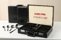 Swiss Pro+ Bestekset In Koffer-72 Delig-12 Persoons-Zwitsers Kwaliteit-Complete Set-100% Roestvrijstaal- Zwart 35 Swiss Pro+ Bestekset In Koffer-72 Delig-12 Persoons-Zwitsers Kwaliteit-Complete Set-100% Roestvrijstaal- Zwart -AMEFA Winkel 1200x799 47