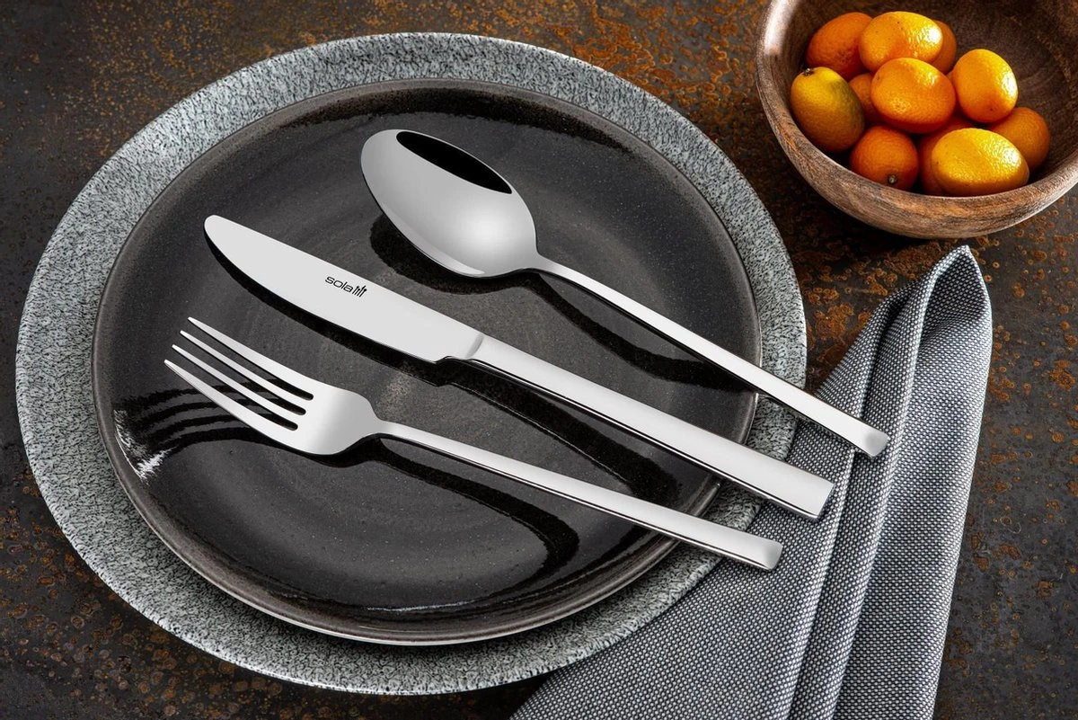 Sola Bestekset Luxor - Modern - 12 Persoons - 100 Delig - Zilverwit Edelstaal 18/10 - RVS - Zilver 2 Sola Bestekset Luxor - Modern - 12 Persoons - 100 Delig - Zilverwit Edelstaal 18/10 - RVS - Zilver - Afbeelding 2