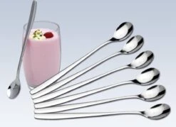 Merkloos Latte Macchiato Lepels – RVS Lange Yoghurt, Dessert Of Koffie Lepeltjes – Set Van 6 Stuks -AMEFA Winkel 1200x868 1