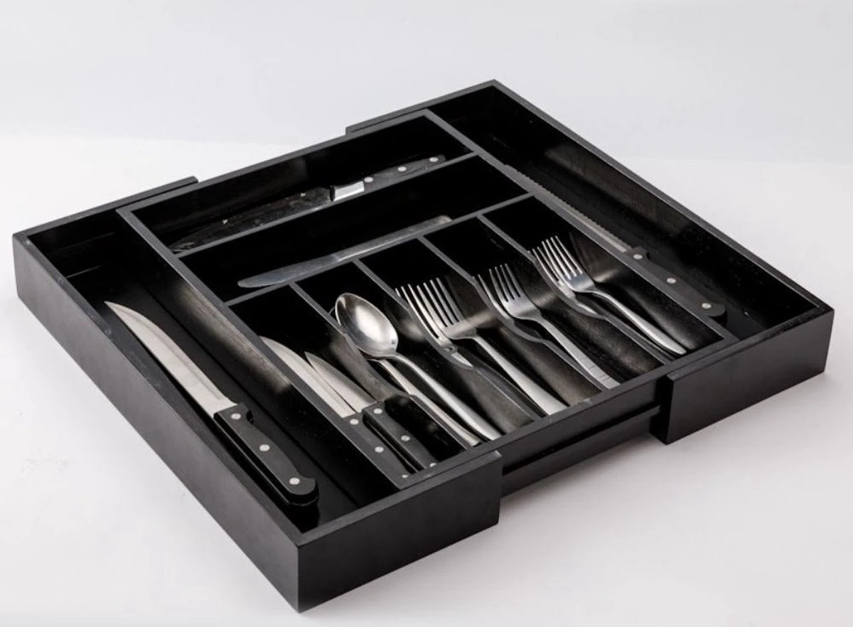 Merkloos Decopatent® Uitschuifbaar Bestekbak - Besteklade - 7 Vaks -> Uitschuifbaar Naar 9 Vakken - Bestekbakken Organizer - Bamboe - Zwart 1 Merkloos Decopatent® Uitschuifbaar Bestekbak - Besteklade - 7 Vaks -> Uitschuifbaar Naar 9 Vakken - Bestekbakken Organizer - Bamboe - Zwart