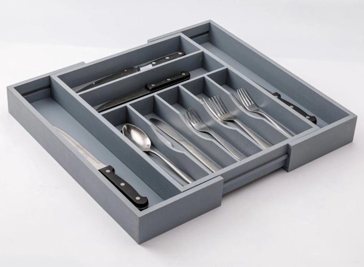 Merkloos Decopatent® Uitschuifbaar Bestekbak - Besteklade - 7 Vaks -> Uitschuifbaar Naar 9 Vakken - Bestekbakken Organizer - Bamboe - Grijs 1 Merkloos Decopatent® Uitschuifbaar Bestekbak - Besteklade - 7 Vaks -> Uitschuifbaar Naar 9 Vakken - Bestekbakken Organizer - Bamboe - Grijs