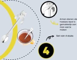 4 Theelepels Hangende Kat - Katten Koffielepel - RVS - Zilverkleurig -AMEFA Winkel 1200x930 1