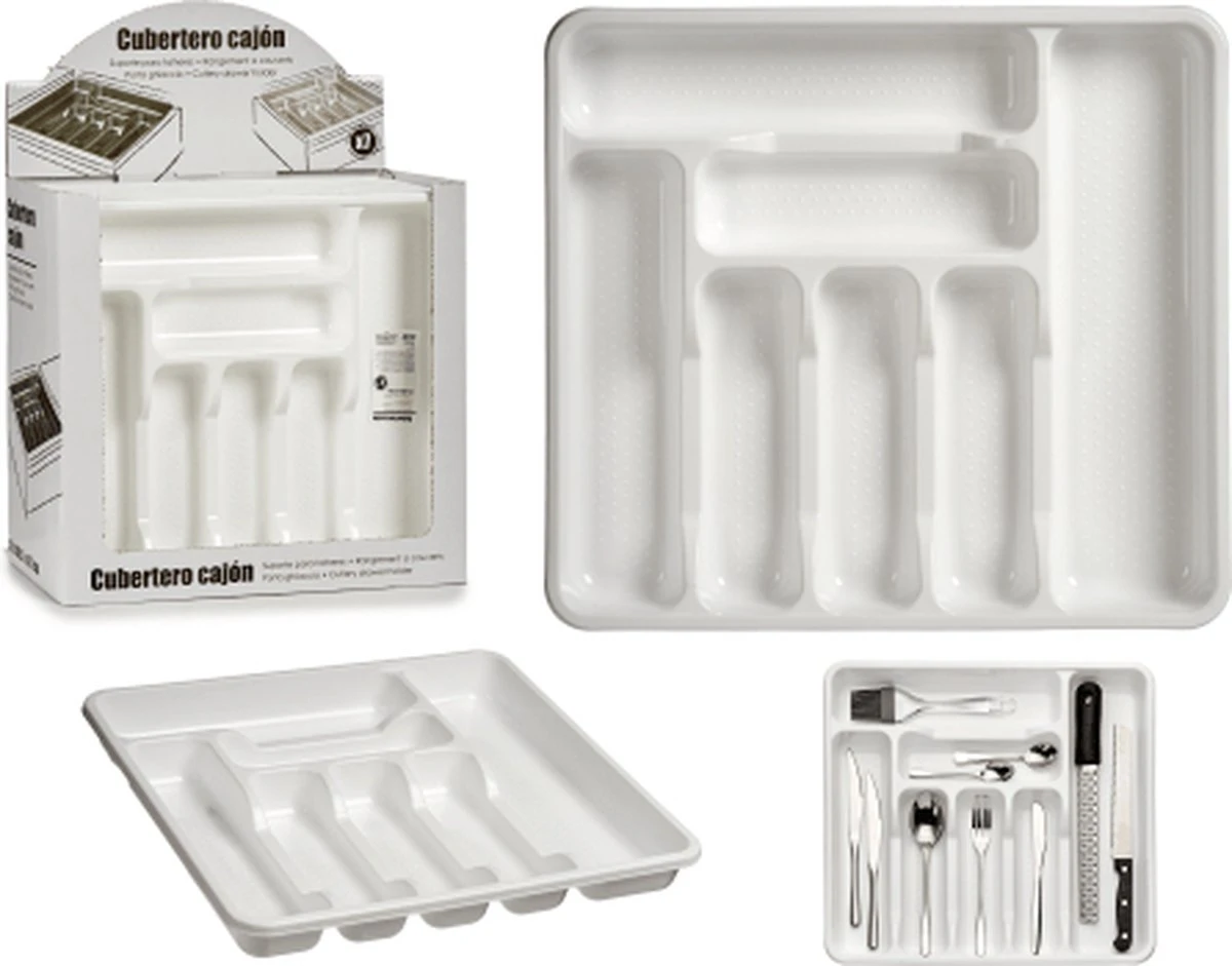 Kunststof Bestekbak/bestekhouder 7-vaks Wit 42 X 39 Cm - Keukenlade/besteklade Inzetbakken 5 Kunststof Bestekbak/bestekhouder 7-vaks Wit 42 X 39 Cm - Keukenlade/besteklade Inzetbakken - Afbeelding 5