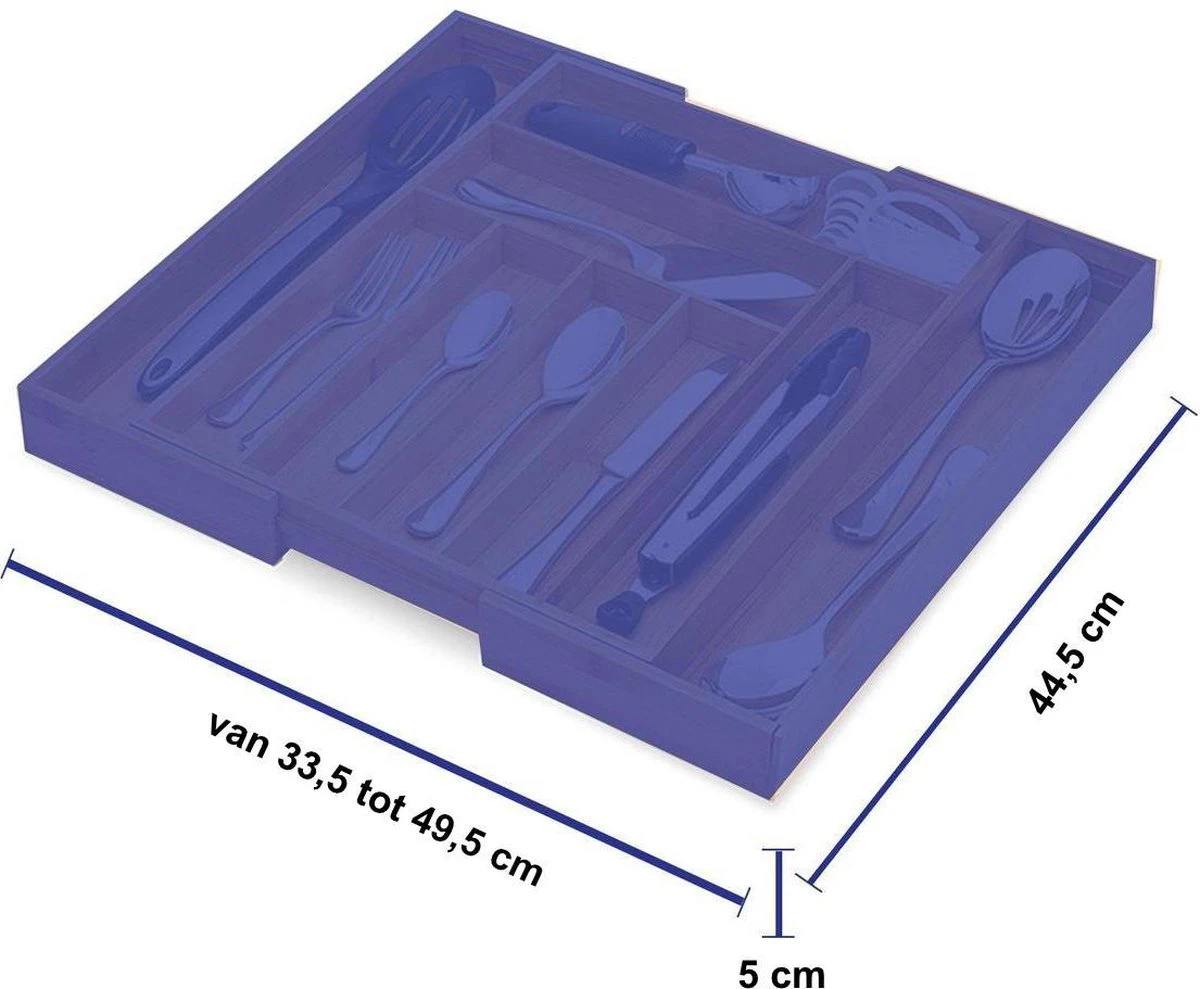 ACAZA Uitschuifbare Bestekbak In Bamboe Hout, Besteklade Met 7 Tot 9 Vakken, Ladeverdeler, Opbergbak, Bestekcassette, Verstelbaar 5 ACAZA Uitschuifbare Bestekbak In Bamboe Hout, Besteklade Met 7 Tot 9 Vakken, Ladeverdeler, Opbergbak, Bestekcassette, Verstelbaar - Afbeelding 5
