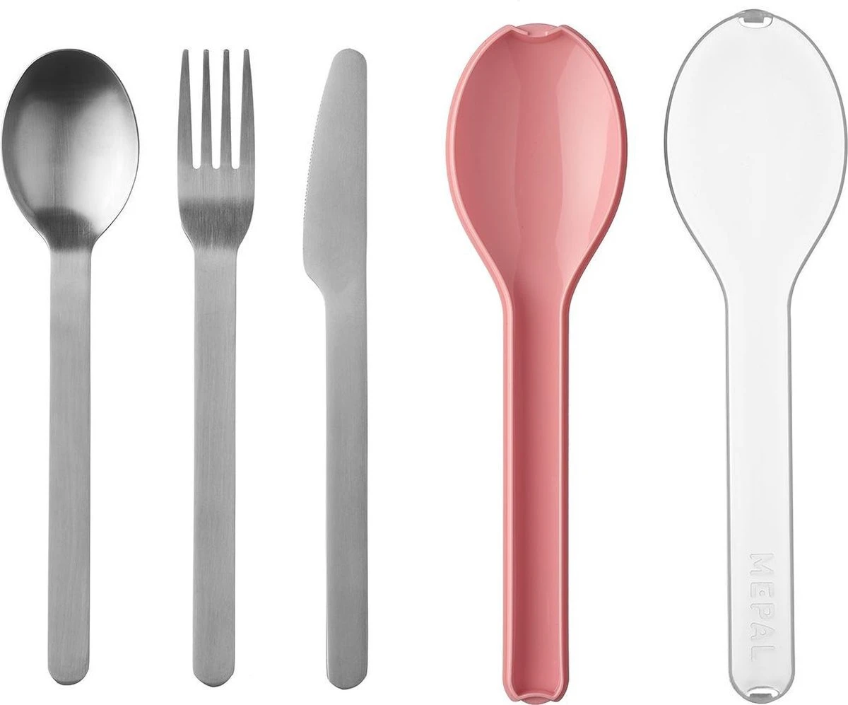 Mepal – Bestekset 3-delig Ellipse – Bestaat Uit Een Mes, Vork En Lepel – Nordic Pink – RVS Bestekset 3 Mepal – Bestekset 3-delig Ellipse – Bestaat Uit Een Mes, Vork En Lepel – Nordic Pink – RVS Bestekset - Afbeelding 3