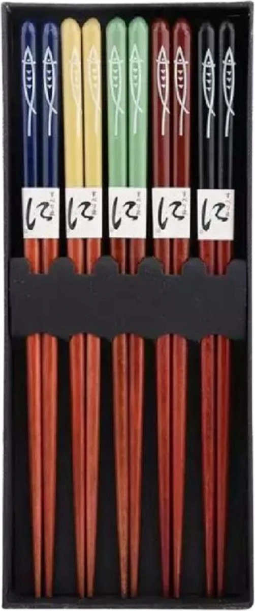 Chopsticks - Hout - 5 Paar - 22,5 Cm - Japanse Stijl - Sushi Giftset 2 Chopsticks - Hout - 5 Paar - 22,5 Cm - Japanse Stijl - Sushi Giftset - Afbeelding 2