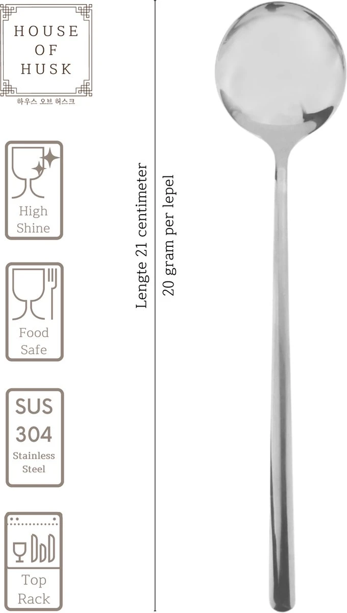 House Of Husk Koreaanse Eetlepel Set - Zilver - 5 Stuks - Soeplepel - RVS - Vaatwasserbestendig 2 House Of Husk Koreaanse Eetlepel Set - Zilver - 5 Stuks - Soeplepel - RVS - Vaatwasserbestendig - Afbeelding 2
